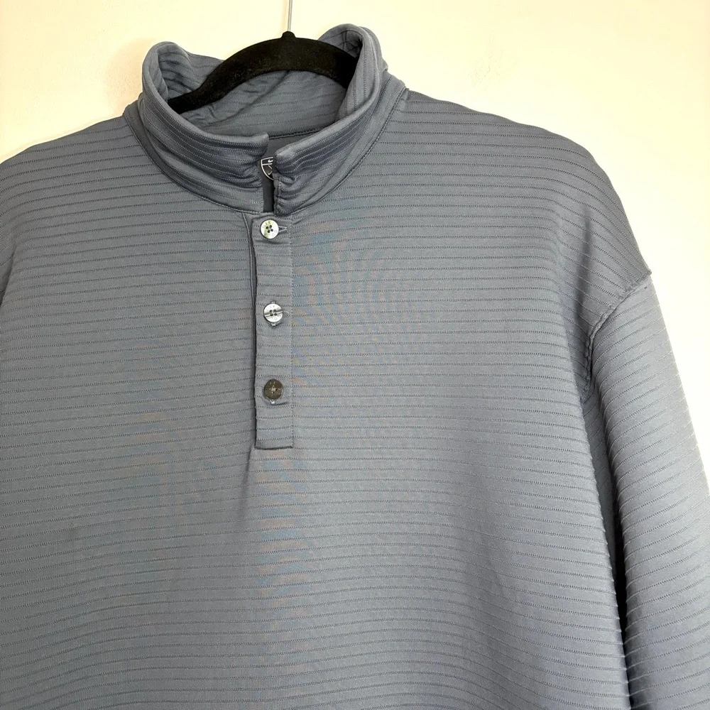 Nike Golf XL Blue Striped Snap Pullover Long Sleeve Shirt‎ Mock Neck